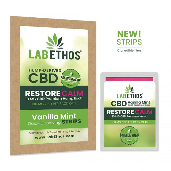 CBD Edible Strips, Restore Calm Strips, 10 MG CBD Per STRIP 100MG Per Pack